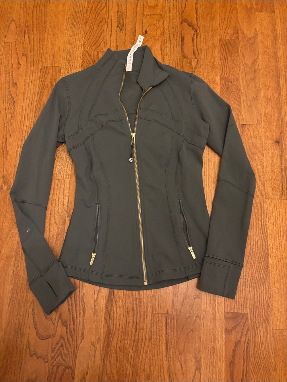 lululemon athletica Dark Gray Bomber Jacket with Gold Zippers